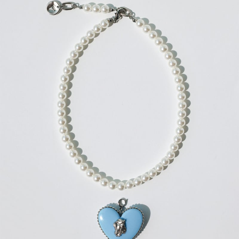 VERRYTASTE Heart Pendant Pearl Necklace - Sky Blue