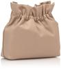 EFOLE Women's Faux Leather Shoulder Bag with Resin Chain, Gathered, Beige