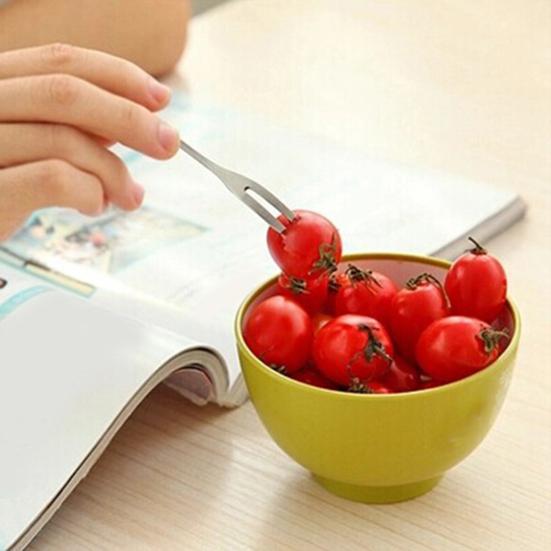 10Pcs Reusable Fruit Picks Round Tines 304 Stainless Steel 2-Tine Food Grade Dessert k Kitchen Tools