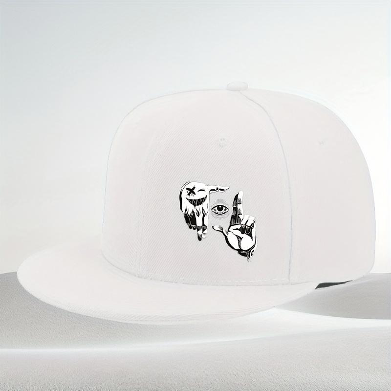 Fashionable Street Style Cool Open Hands Eyes Pattern Printed Baseball Cap Flat Brim Hat