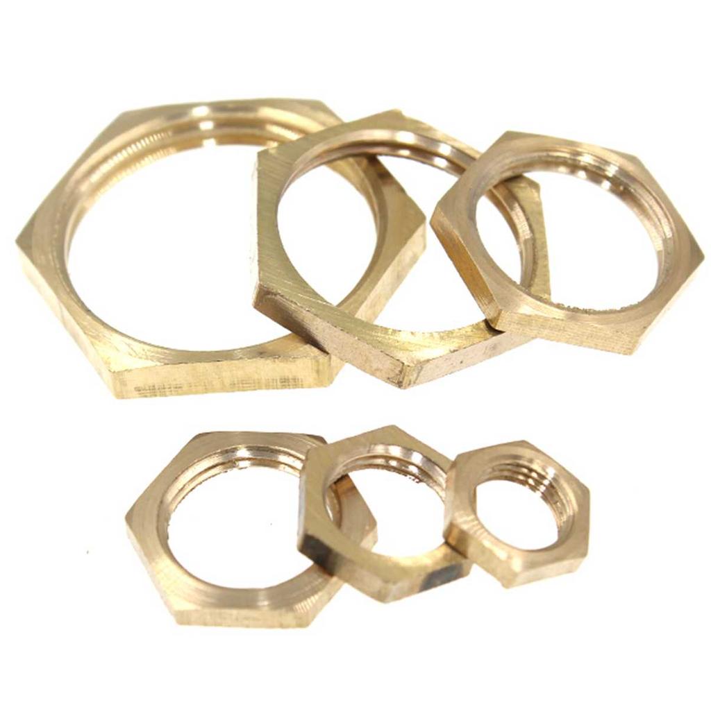 LOT10 1/8" 1/4" 3/8" 1/2" 3/4" 1"-2" BSP M6-M10 M12 M14 M16 M18 M20 M22 Female Brass Hex Lock Nuts