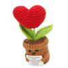 Crochet Potted Plant Doll Cute Positive Knitted Flower Pot Doll for Desktop Ornament Toy Red Heart