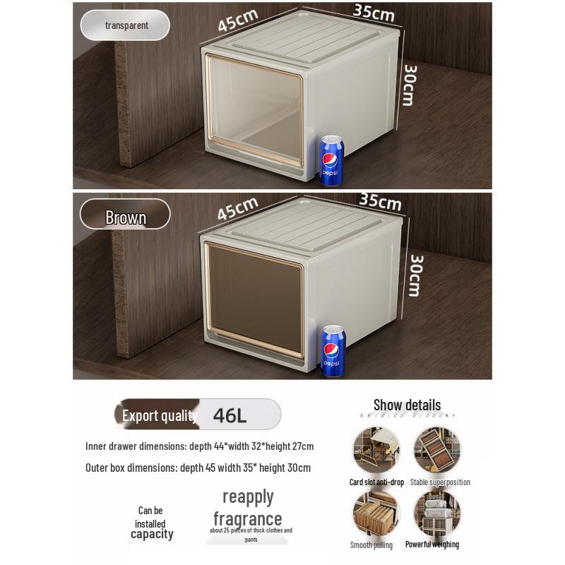 Transparent Plastic Drawer Storage Box – Large Capacity Clothing Organizer