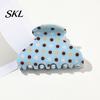 PVC Hair Claw, Back Head Strong Bite Force Clip, Dot Print Sturdy Claw Clip Large Anti-Slip Teeth Accessory for Daily Wear Long