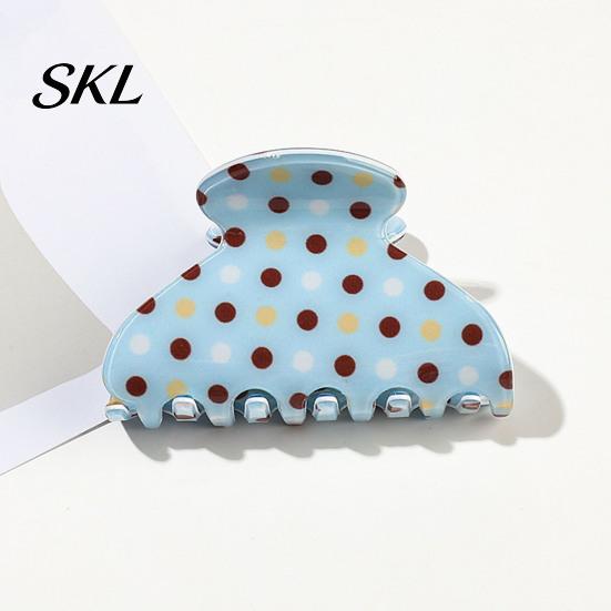 PVC Hair Claw, Back Head Strong Bite Force Clip, Dot Print Sturdy Claw Clip Large Anti-Slip Teeth Accessory for Daily Wear Long