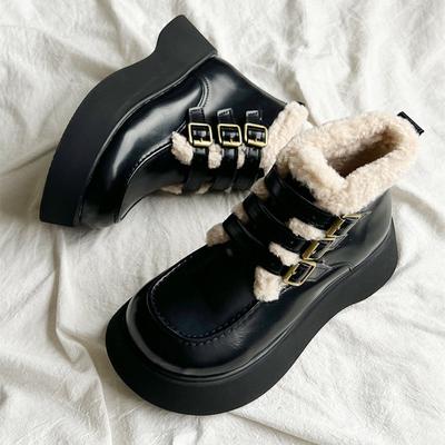 Women Winter Snow Boots 2024 New Thick Bottom Heightening Martin Boots Children's Models Padded Thickened Large Cotton Shoes