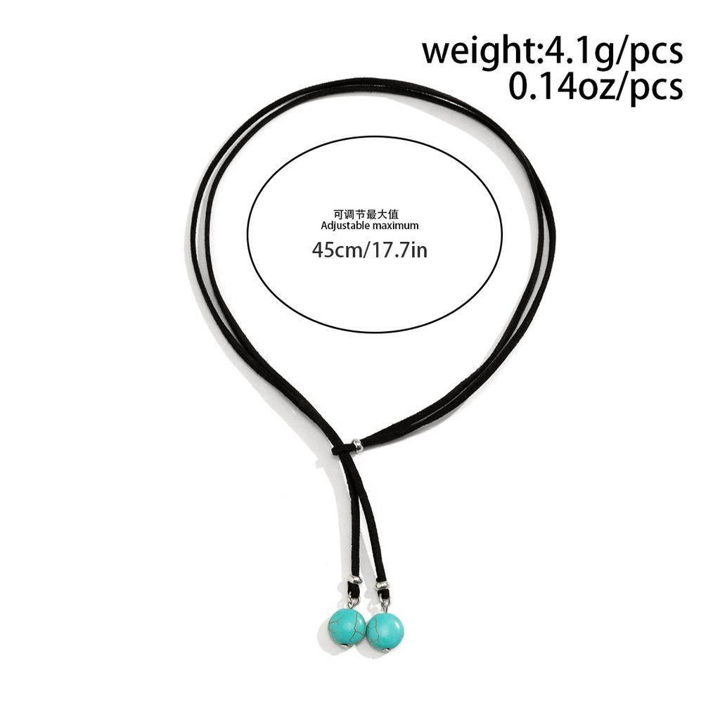 Ethnic Wind Turquoise Double Layer Korean Velvet Collarbone Chain Choker Sweet Cool Simple Necklace Female Jewellery