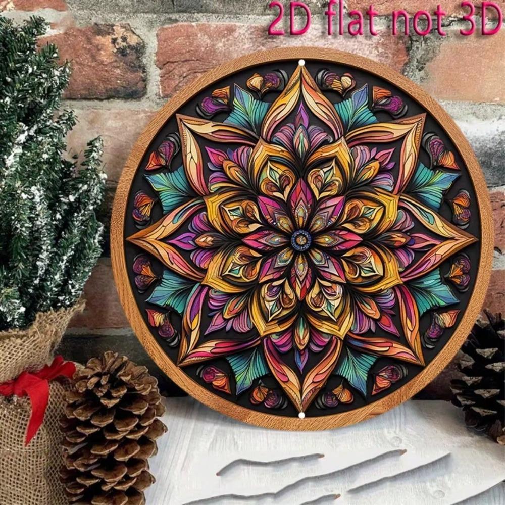 Vibrant Kaleidoscope Petal Metal Wall Art 20cm Round Iron Decor Home Cafe Restaurant Durable Easy Install