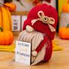 Autumn Bow Knitted Hat, Wooden Plaque, Faceless Doll, Festival Decoration Doll, 1 piece