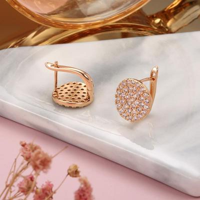 Pełna betonowa błyszcząca naturalna cyrkonia stadniny kolczyki dla kobiet luksusowe kolczyki w kolorze różowego złota ślub panny młodej Fine Jewelry