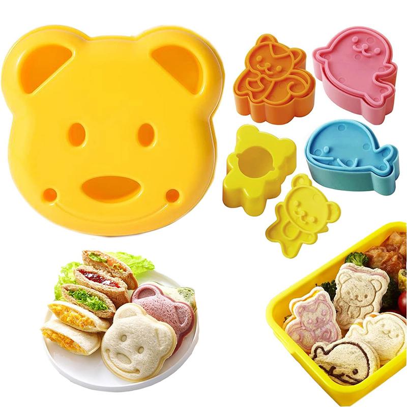 4/5Pcs Rice Ball Cookie, Small Animal Mini Sandwich Mold, Children's Cookie Mold Set PP Plastic Material Baking Accessories