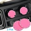 Wisdompro Car Non-Slip Coaster Bling Car Drink Holder Mat Vinyl Anti-Slip Vibration Proof Round Diameter 70mm Pack of 2 Pink