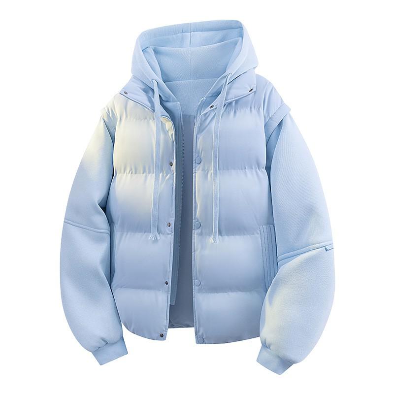 Mens Loose Fit Two-Piece Cotton Puffer Jacket 2026 Winter Casual Fashion Couple Coat