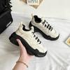 Spring New Fashion Leather Daddy Shoes Women's Waffles Platform Student Casual Sneakers