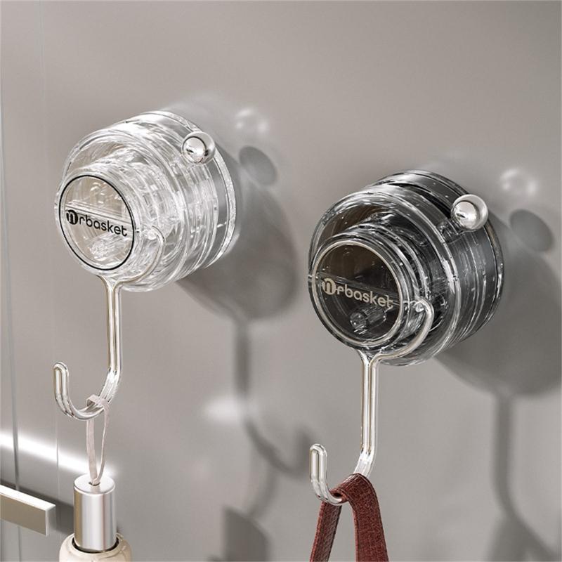 Set of 2 Suction Cup Hook Clip Multifunctional Clear Holders for Home and Supermarket Daily Casual Use Organization