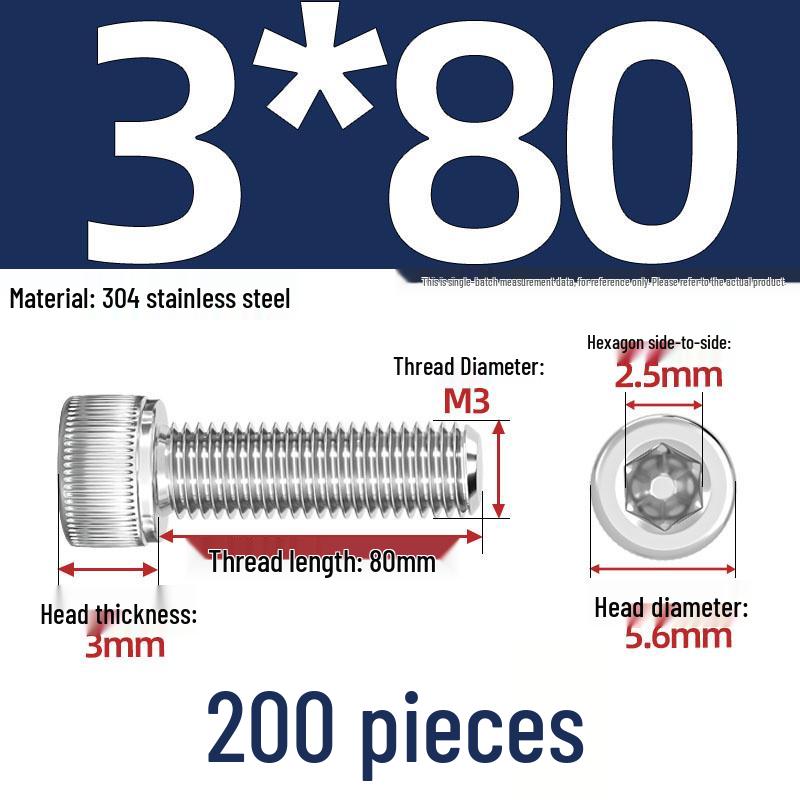 304 Stainless Steel Hex Socket Head Cap Screws, M2-M10, Extended Length