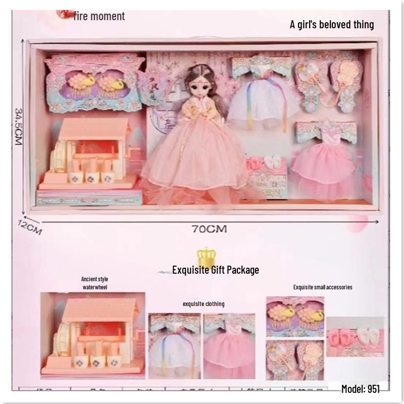 

Princess Doll Playhouse Gift Set - Large Dress-Up Water Mill for Kids Birthdays