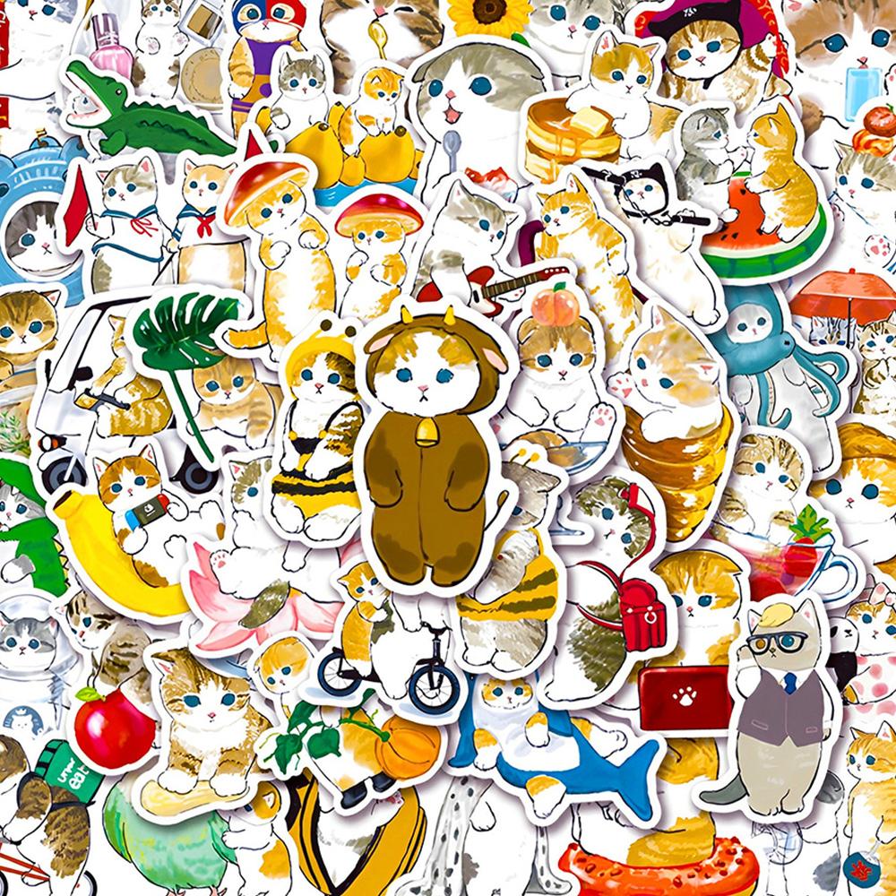 10/30/50pcs Funny Cute Cat Cartoon Stickers Kawaii Creative Graffiti Kitten Decals DIY Laptop Water Bottle Phone Sticker Decor