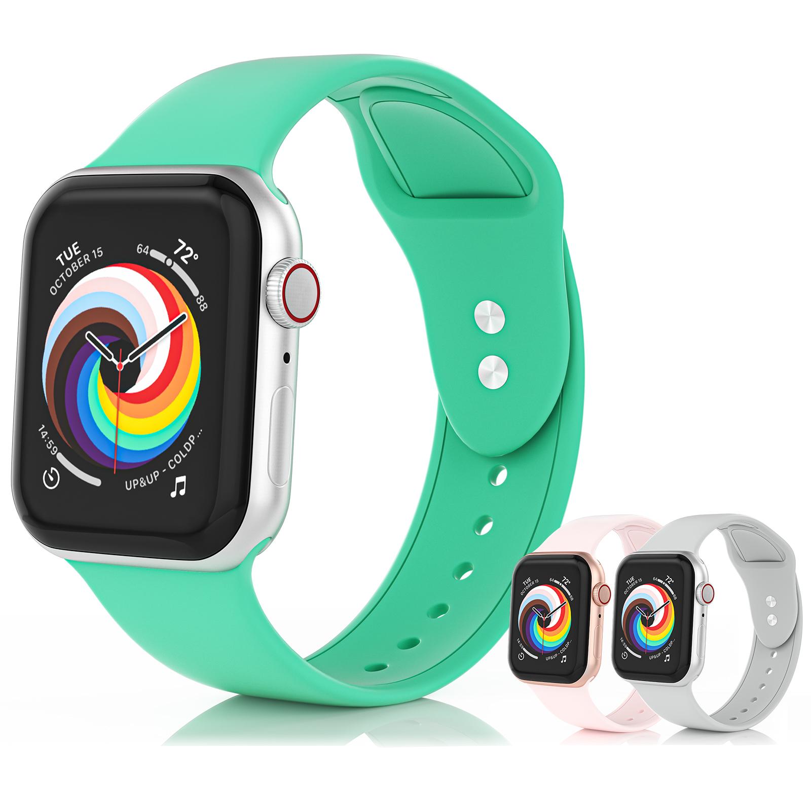 

Комплект из 3 силиконовых ремешков Apple Watch для Apple Watch серии iWatch Ultra SE2 SE 8 7 6 5 4 3 38/40/41mm S зелёный/розовый
