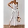 Women's Summer Vacation Beach Dress with Slit Slim Strap Long Dress