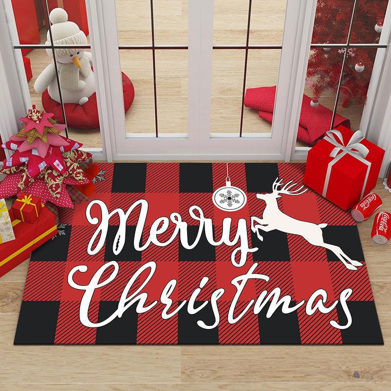 Merry Christmas Entrance Door Mat Christmas Tree Santa Claus Print Carpet Home Decor Living Room Rug Bathroom Non-slip Floor Mat