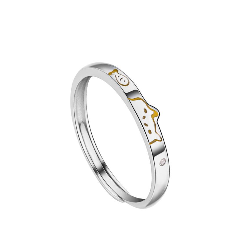 

925 Sterling Silver Cute Cat&Dog Kitten&puppy Finger Rings For Women Men Couple Wedding Engagement Party Charm Jewelry
