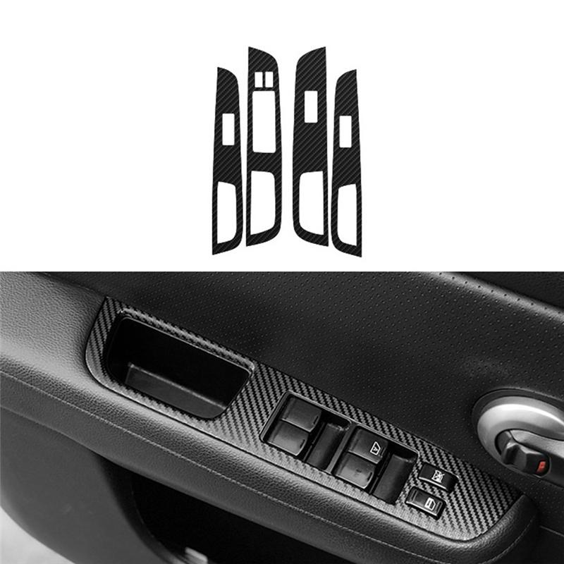 Car Carbon Decal Car Window Lift Button Switch Panel Stickers For Nissan TIIDA 2005-2010 Accessories-A87Q
