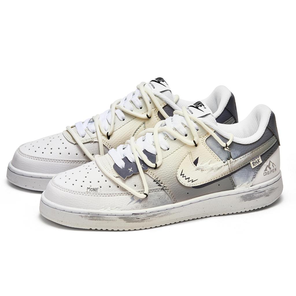 Nike Court Vision 1 Rutschfest Abriebfest Niedrig geschnitten Skateboard-Schuhe Herren Grau Weiß DH2987-101(Team177- )