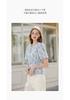 Fragrant Shadow French Floral V-neck Shirt Women's Short Sleeve 2026 Summer New Collection, Embracing Waist Style, Bubble Sleeve Small Shirt