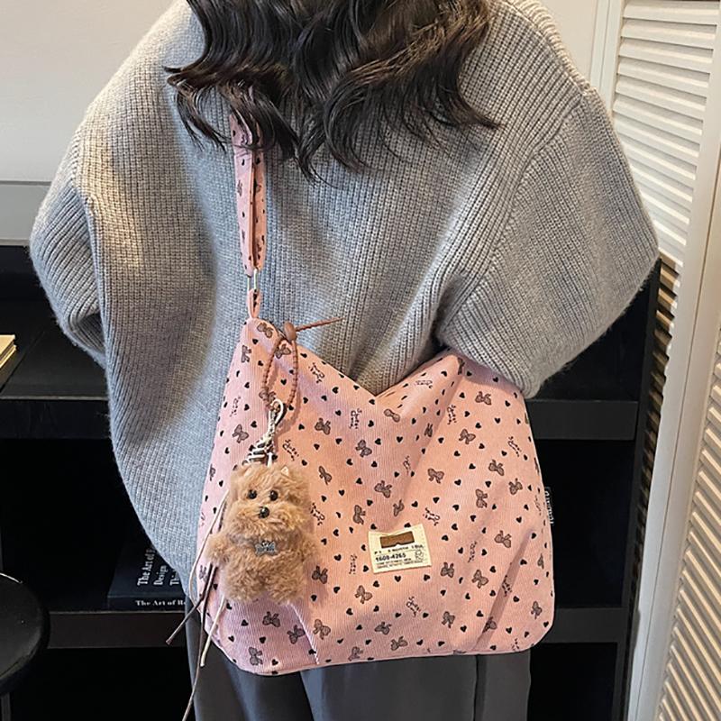 Autumn Winter 2026Korean Lazy Style Corduroy Shoulder Bag Large Capacity Crossbody Bag for Women Texture Versatile Storage Bags