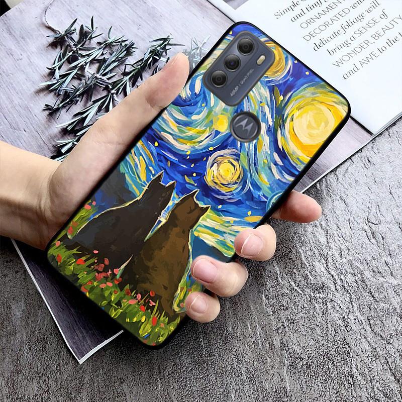 Handyhülle für Moto G86 G85 G75 G15 G05 G56 G72 G53 G54 G84 G60 G31 G32 G24 G 5G G Play Sternennacht van Gogh Katze