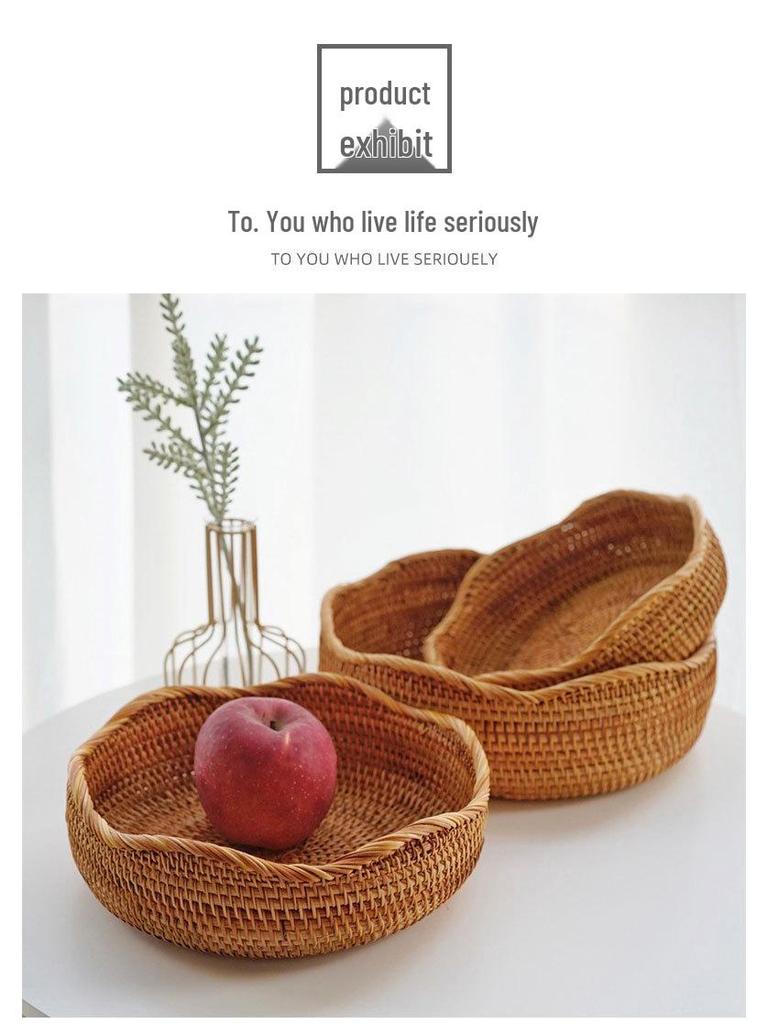 Vietnamese Handmade Woven Autumn Vine Basket for Snacks, Fruit, or Candy - Perfect for Living Room or Coffee Table.