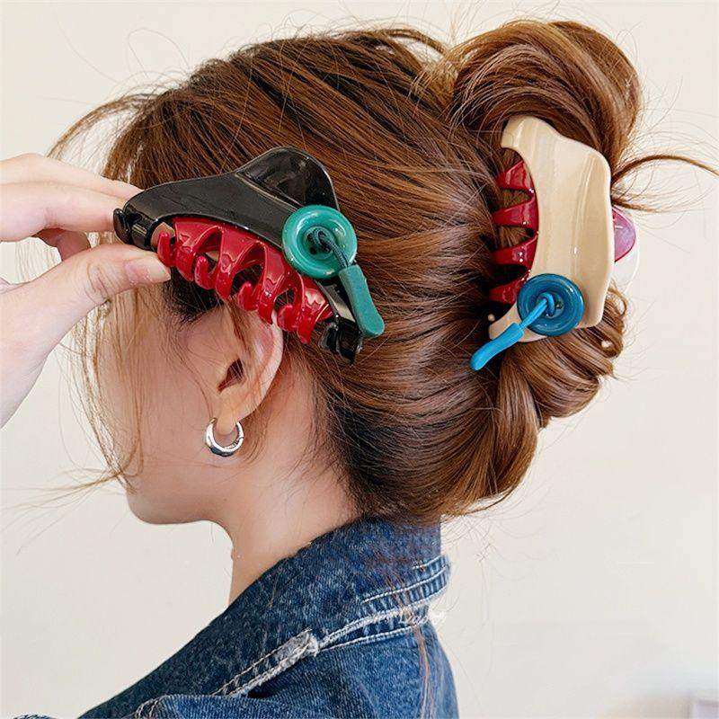 New Elegant Acetate Button Hair Claw Cute Sweet Hair Clip Shark Clip Women Luxury Hair Accessories Headwear