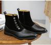Men's Retro Leather Side-Zip Buckle Martin Boots