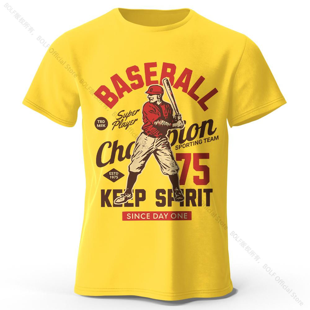

Мужская бейсбольная футболка Keep Spirit Printed T-Shirt 100% хлопок, свободные футболки с уличной графикой для мужчин и женщин, летние топы XXXL жёлтый