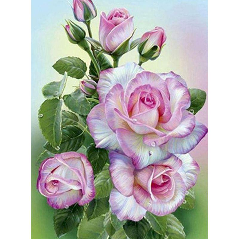 5D kulatá diamantová malba Diamantové květiny ve váze Nástěnná mozaika domácí dekorace 40X50CM