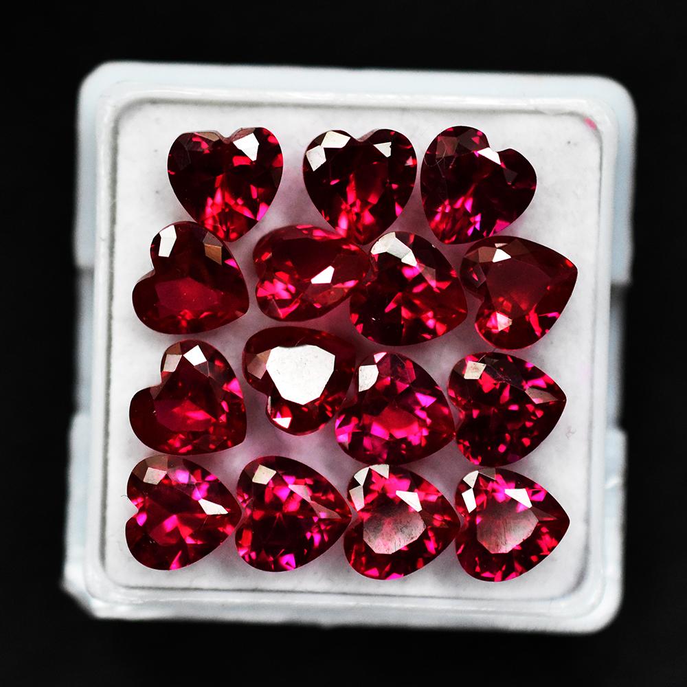 Natural Pink Ruby Loose Gemstone 15 Pcs 6x6 Mm Heart Cut Lot Vintage for Jewelry Making and Crafts