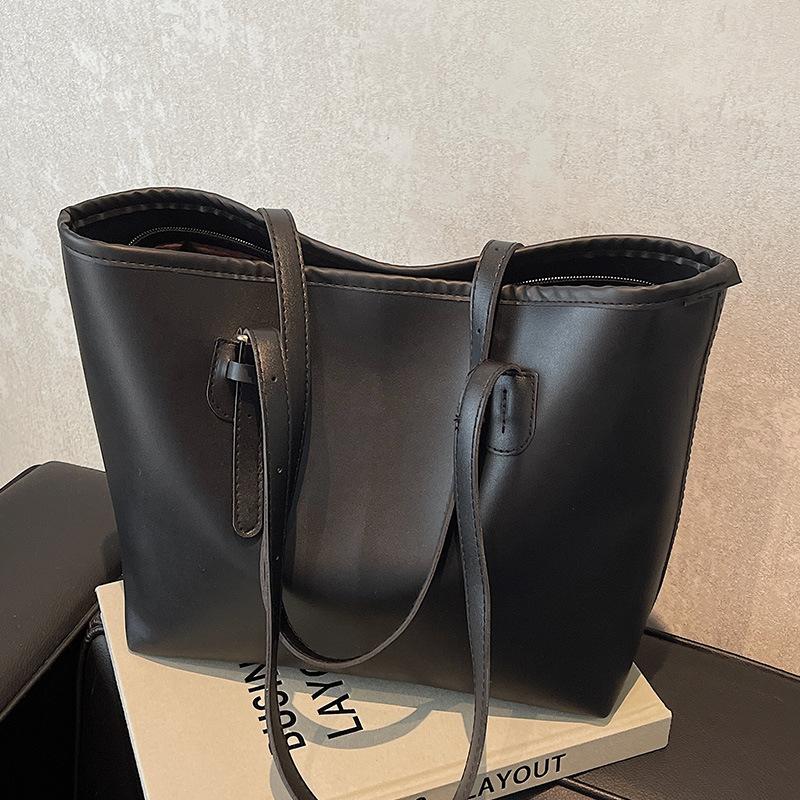 

Большая вместительная женская сумка для студенток колледжа, сумка через плечо, женская, портативная сумка для поездок на работу, женская чёрный