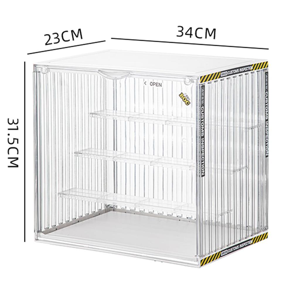 Duvinin Figure Case, Acrylic Display Case, Collection Case, Magnetic Door, Stackable, Assembled, Four-Tier Stage, Transparent
