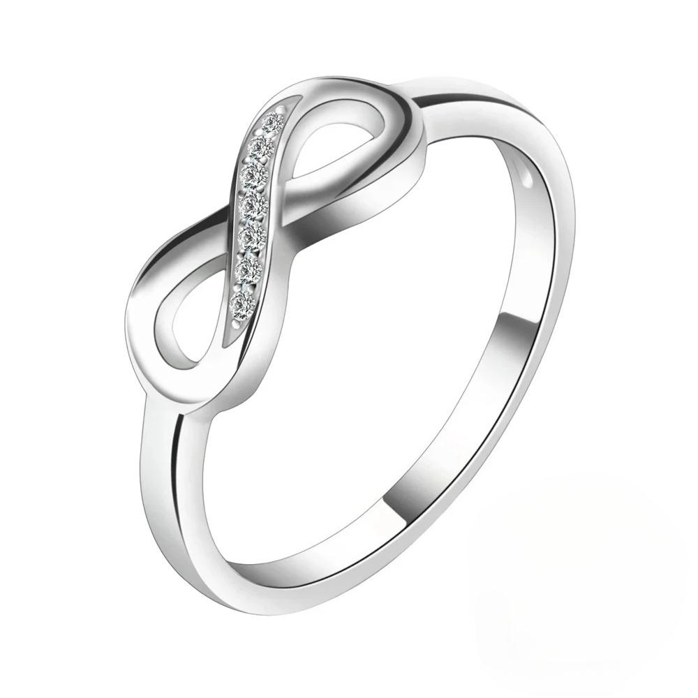 Anello da Donna in Argento Sterling 925 Design di Nicchia Figura 8 Moda Micro Zircone Regalo per Festa di Compleanno Anniversario