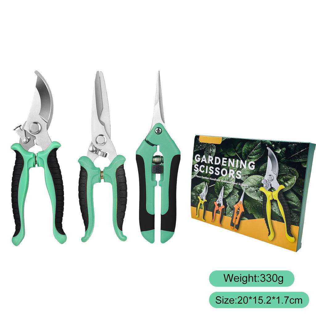 3PC Professional Garden Scissors for Branch Trimming Fruit Tree Pruning Heavy Duty Household Gardening Shears Stainless Steel