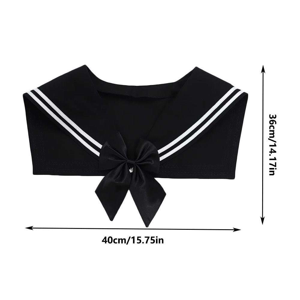 Striped Sailor Fake Collars Scarf Detachable Cotton Top Fake Collar Necklaces Black White Academy Style Sailor Suit Bow Tie