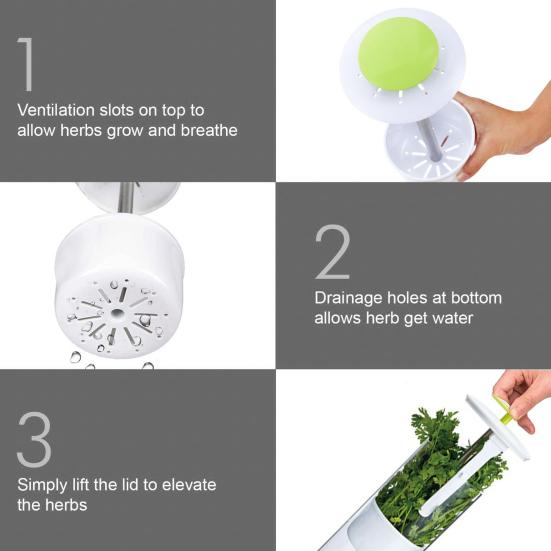 Herb Keeper Jar Refrigerator Herb Saver Storage Jar with Ventilation Slots And Drainage Holes Cilantro Saver Extend Freshness Gift for Enthusiasts