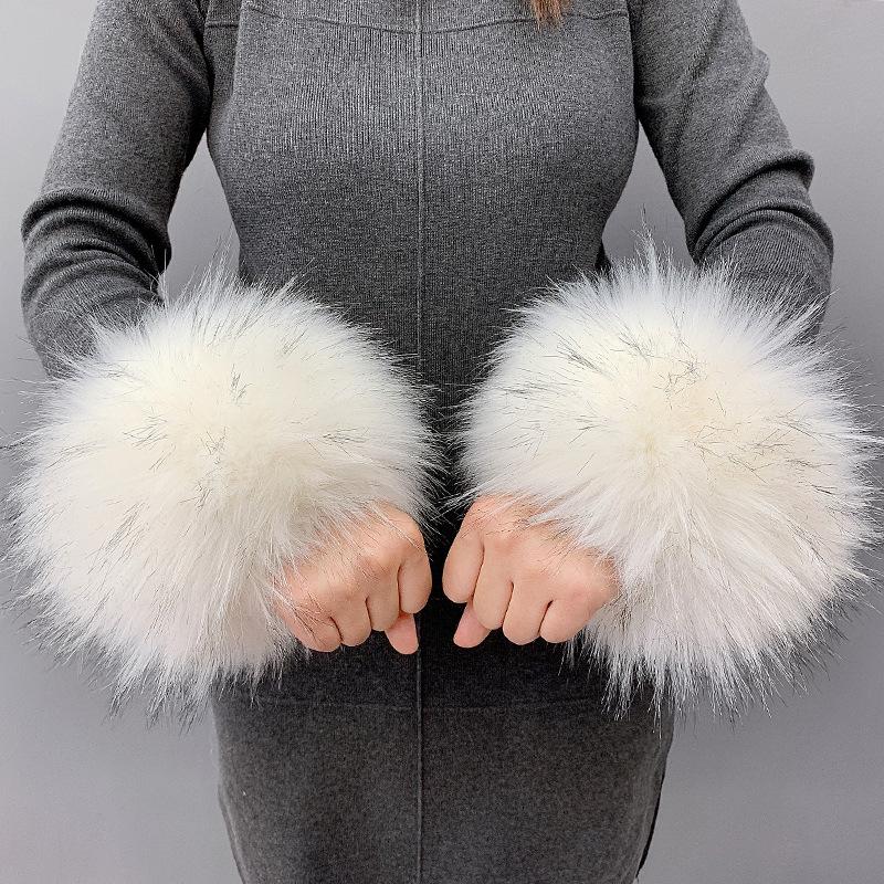 Fluffy Faux Fur Cuff Bracelet Wristband for Women