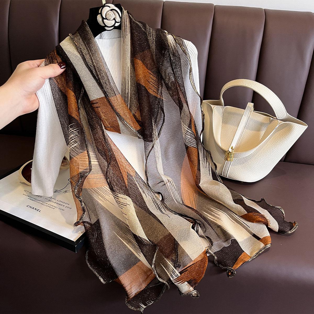 

2025 Fashion Spring/Summer Women Leopard Print Phnom Penh Headband Chiffon Scarf Shawls Female Long Wraps Beach Sunscreen Gift хаки