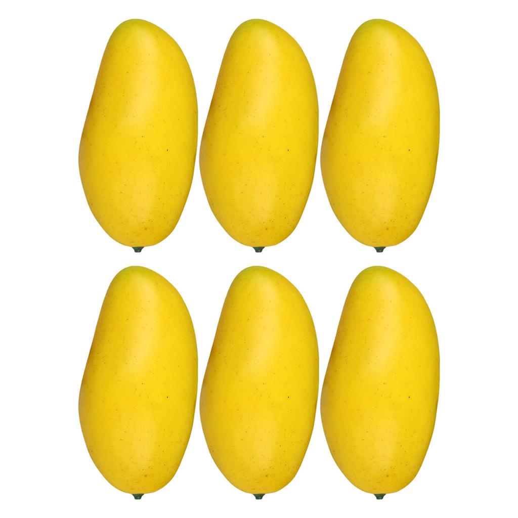 6Pcs Realistic Fake Fruit Mango Decoration Assorted Lifelike Mango Models for Table Decors and Visual Merchandising