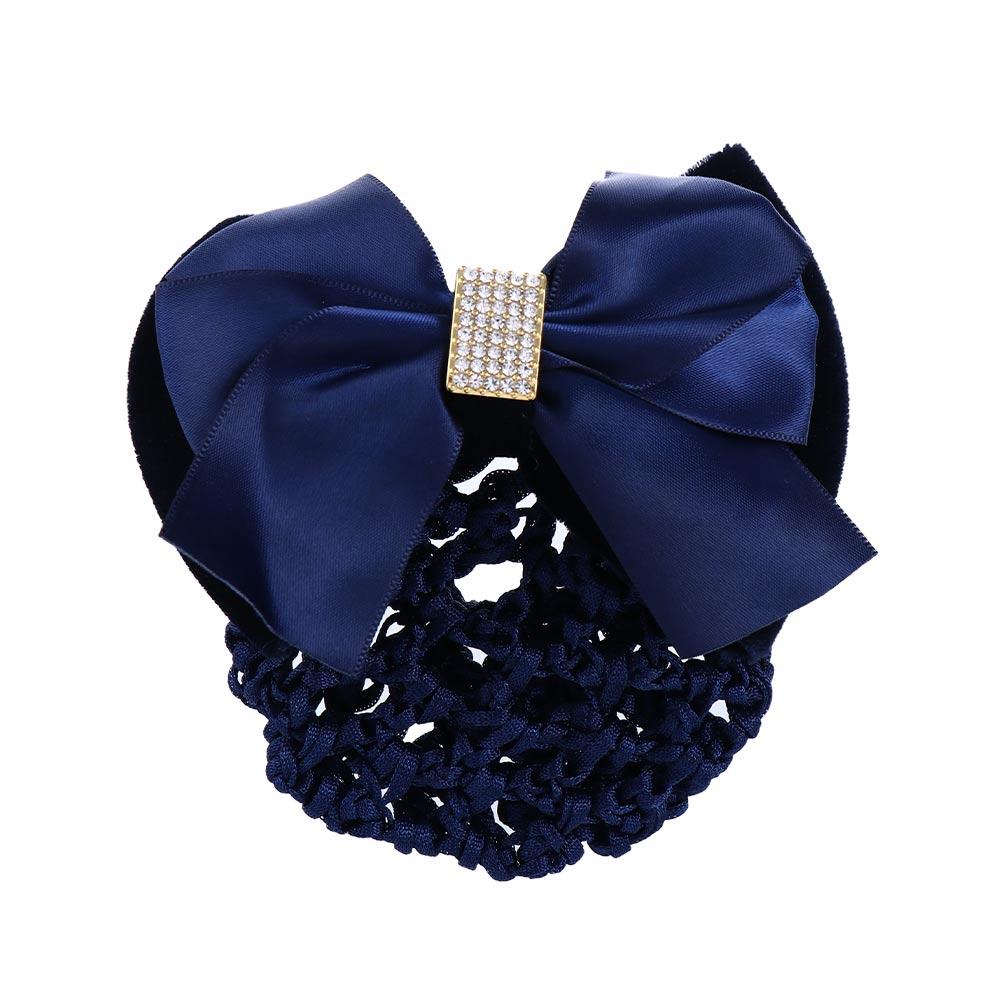 

Headwear Sweet Hotel For Girls Big Bow Zircon Hairgrips Cover Net Ponytail Clip Korean Bun Snood Women Spring Clips темно-синього кольору
