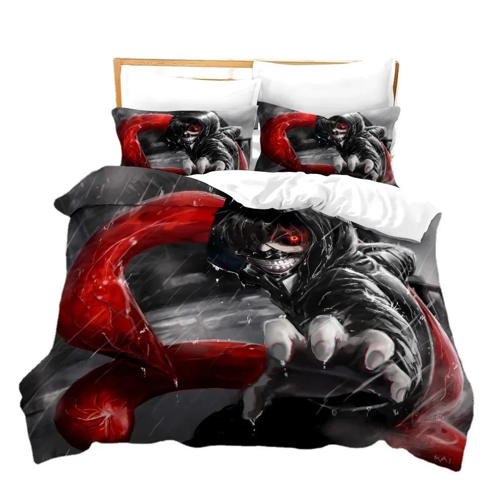 Anime Tokyo Ghoul 3D-bedruckter Bettbezug Kissenbezug Bettwäsche-Set Einzelbett Doppelbett Queen King Size Für Kinder Schlafzimmer Dekoration