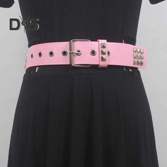 Punk Style Studded Belt Square Rivets Adjustable Straps Rock Waistband Women Girls Gothic Scene Accessories