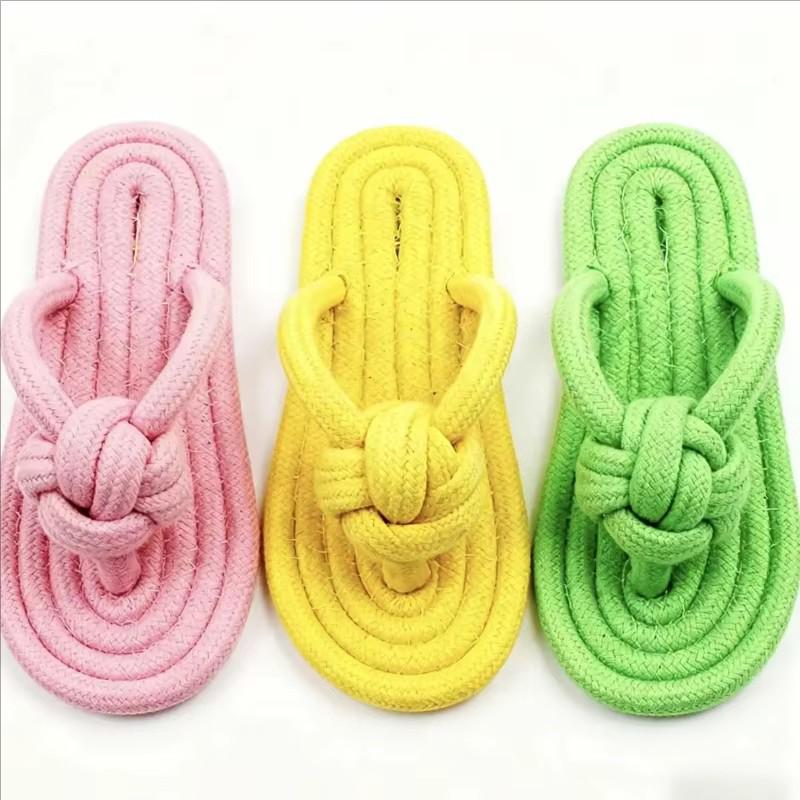 Durable Cotton Rope Slipper Knot Dog Chew Toy Small Dog Interactive Teeth Cleaning Molar Tartar Removal Safe Pet Chew Supplies